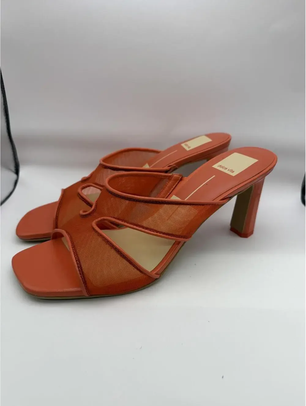 Dolce Vita Orange Mesh Strap Heeled Sandals Size 9 New with Defects